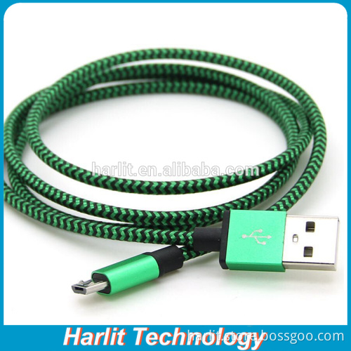 Durable Anti Breakage Fabric Micro USB Data Sync Charging Cables Android Fabric Cored USB Charger Cable Metal Plated